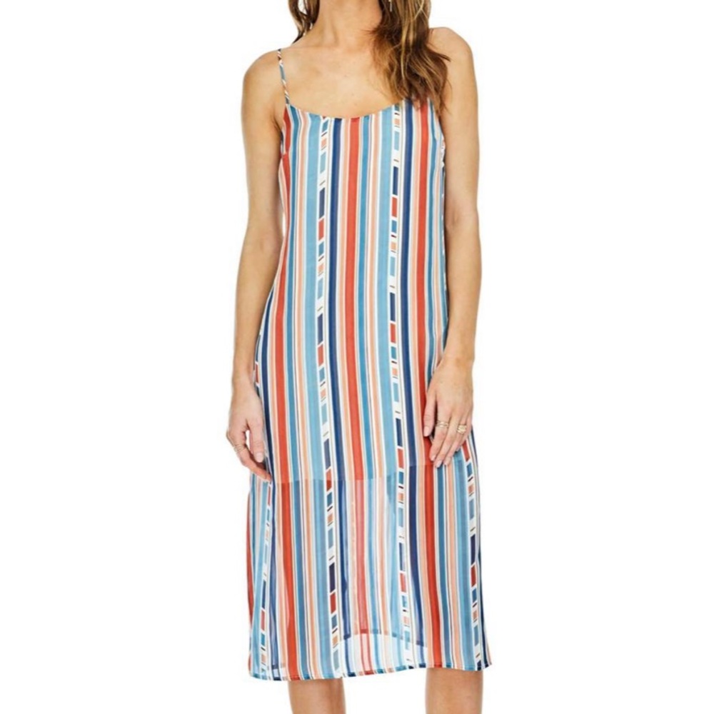 ASTR The Label Rowan Teal Multi-Striped Dress